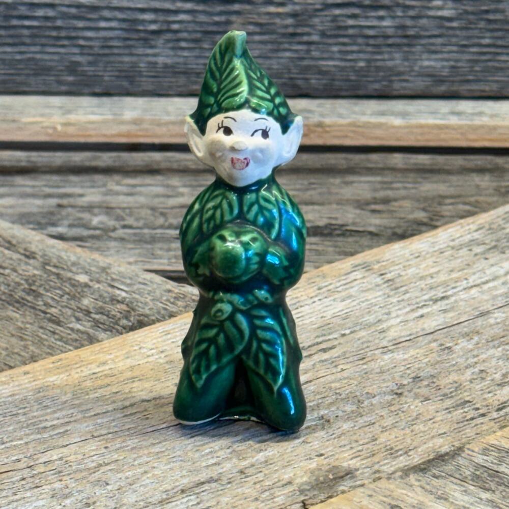 VTG Treasure Craft Gilner Pixie Elf Lucky Sprite Figurine Green MCM 1950s 2.75”H